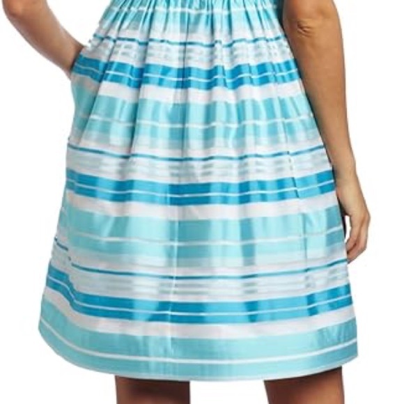Lilly Pulitzer Kiera Fit & Flare Dress 12 Blue Aqua Stripe Print - Picture 4 of 16